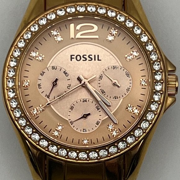 FOSSIL Ladies Riley Chronograph Rose Gold Working - Picture 6 of 9
